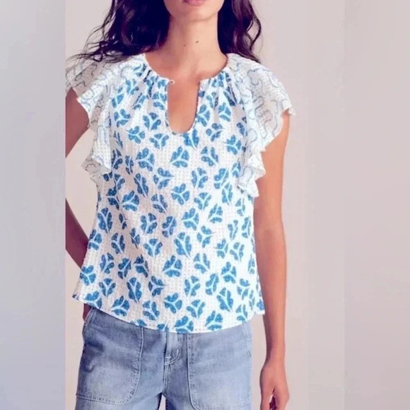 Rebecca Taylor Silk Ruffled Sleeve Perla Top Size Small NWT - Picture 1 of 11